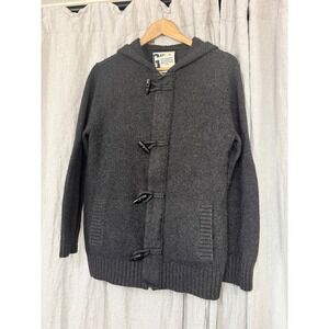 Gap Mens Lambswool Cashmere Blend Hooded Toggle Zip Cardigan Sweater Gray Small
